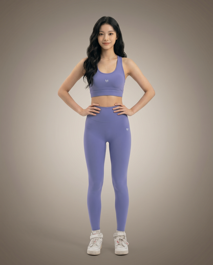 Myticos lavender leggings and sports bra front