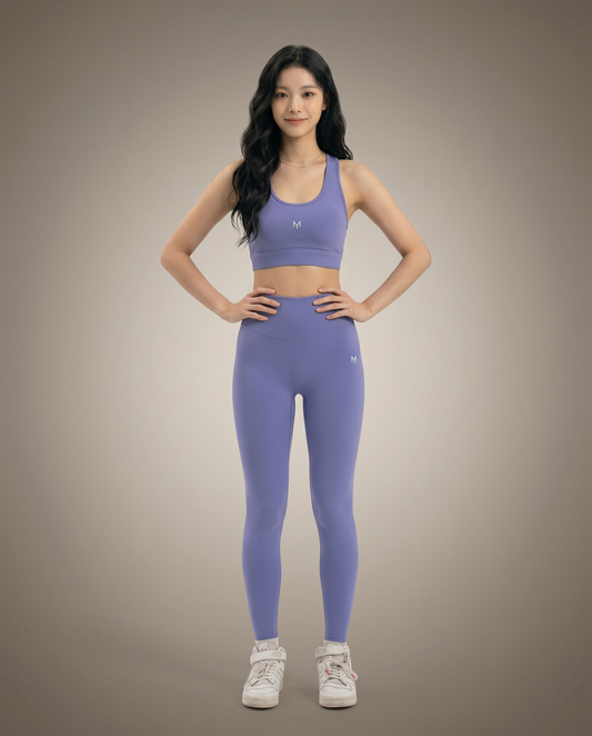 Myticos lavender leggings and sports bra front