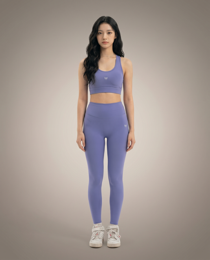 Myticos lavender sports bra and leggings front view