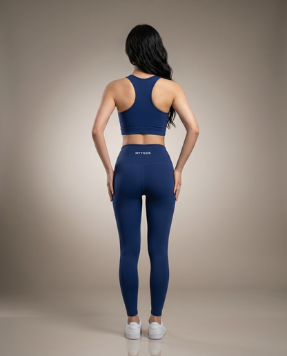Myticos navy blue sports bra back view