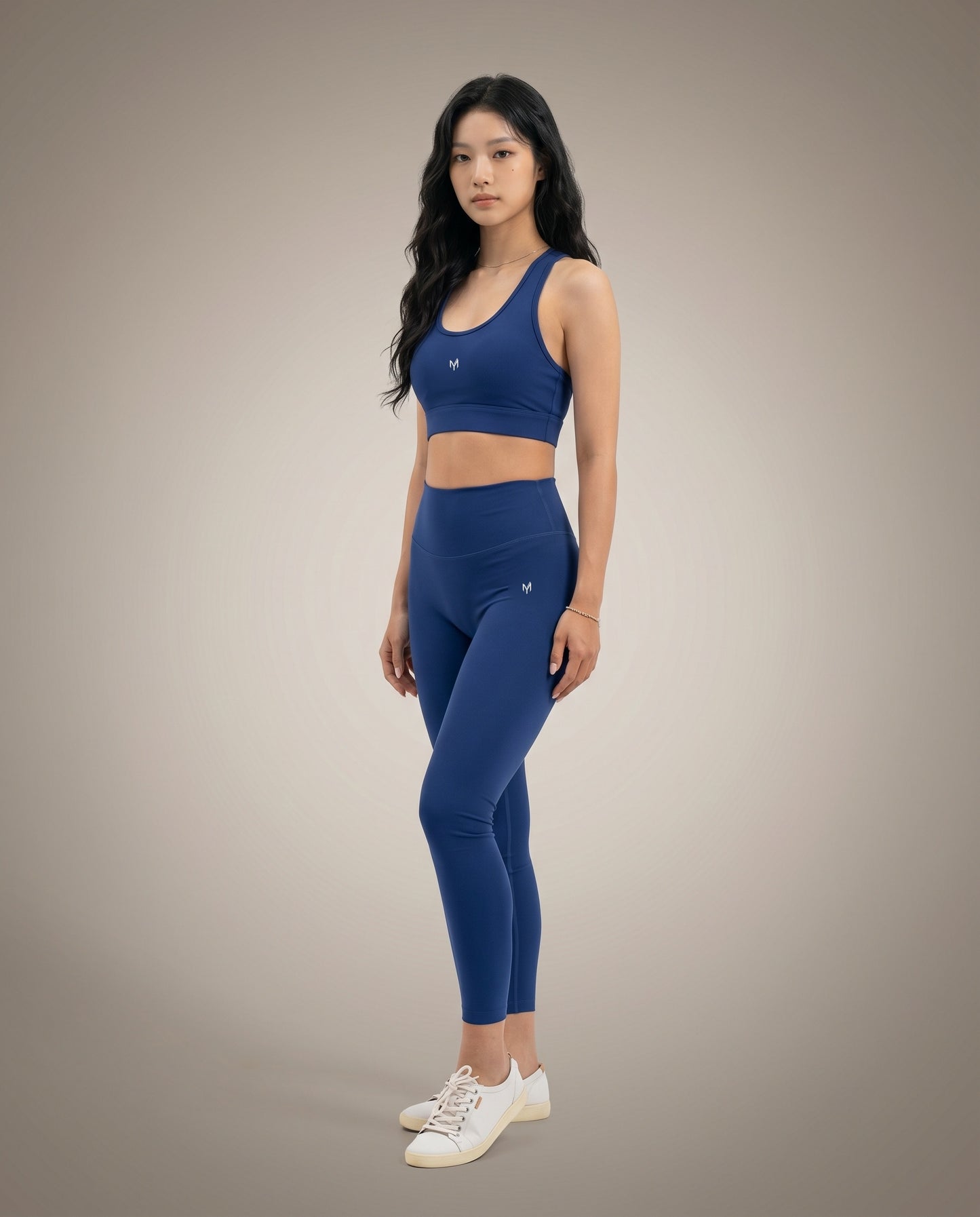 Myticos navy blue leggings three quarter view