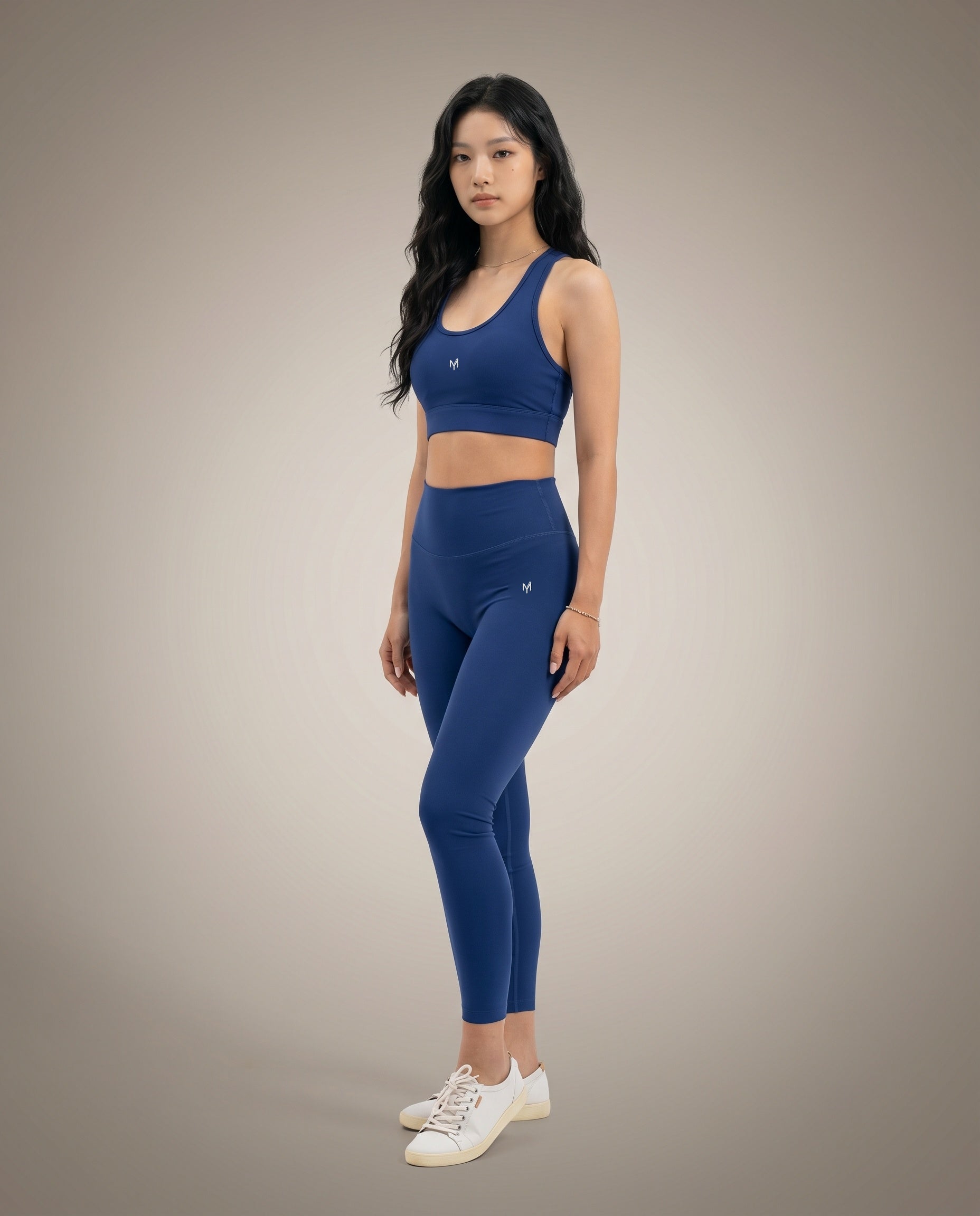 Myticos navy blue leggings three quarter view