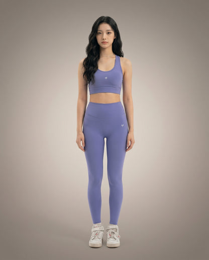 Myticos lavender sports bra and leggings front view