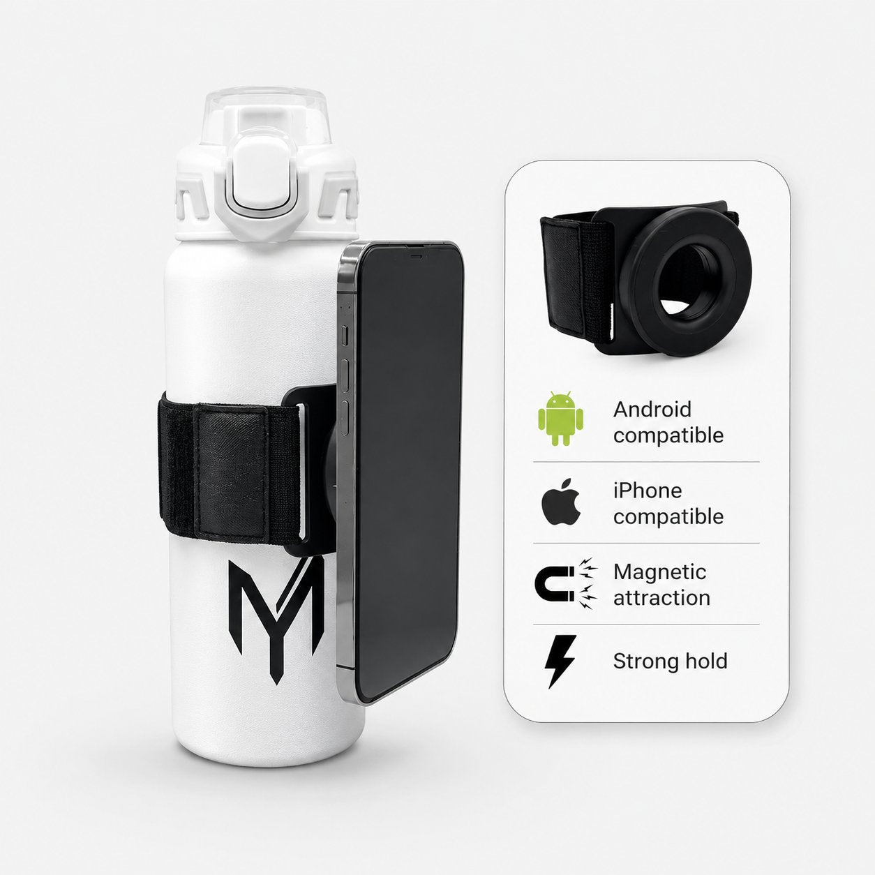 Myticos magnetic holder - phone mounted, Android & iPhone compatible, magnetic, strong hold